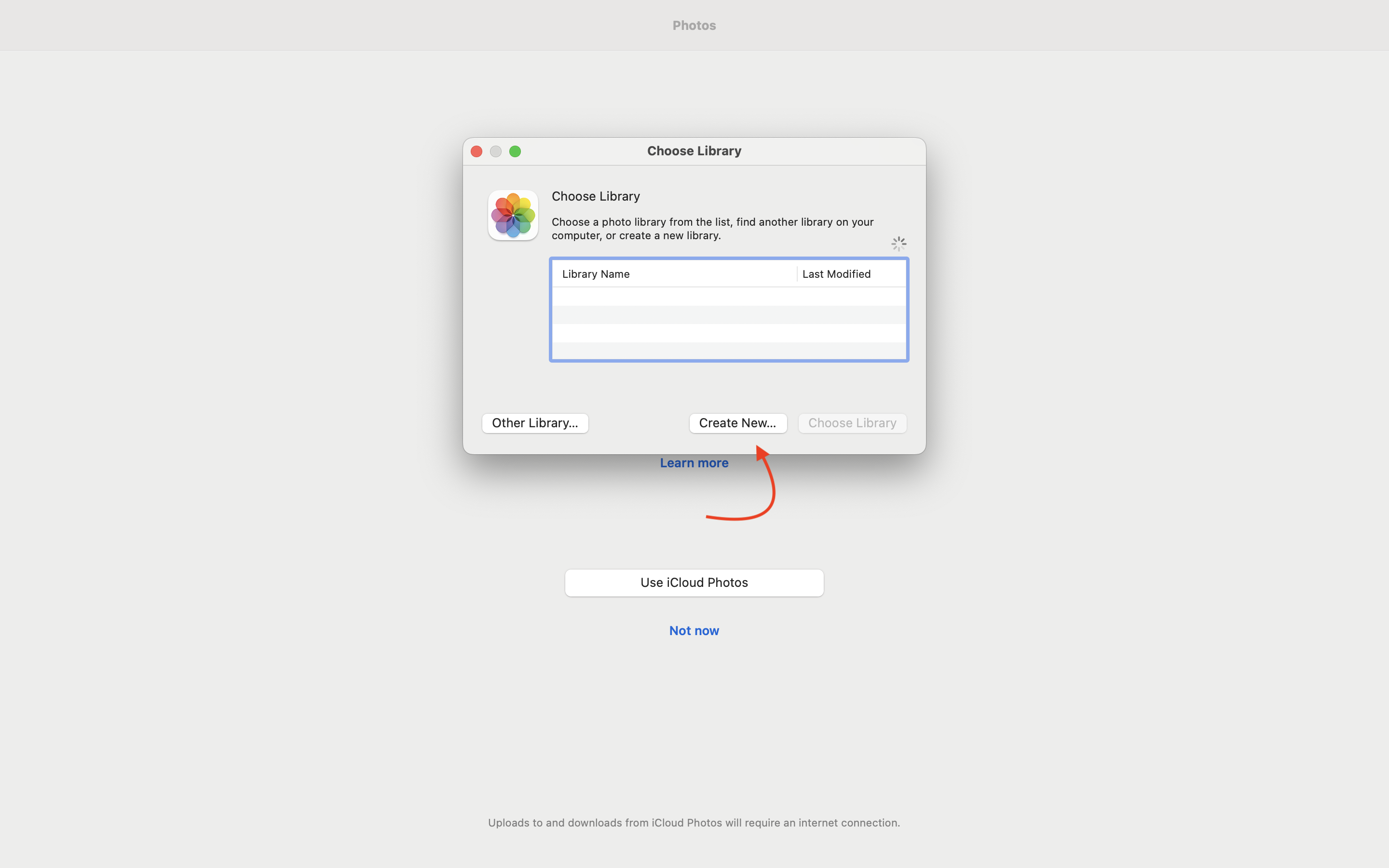 Create new photo library