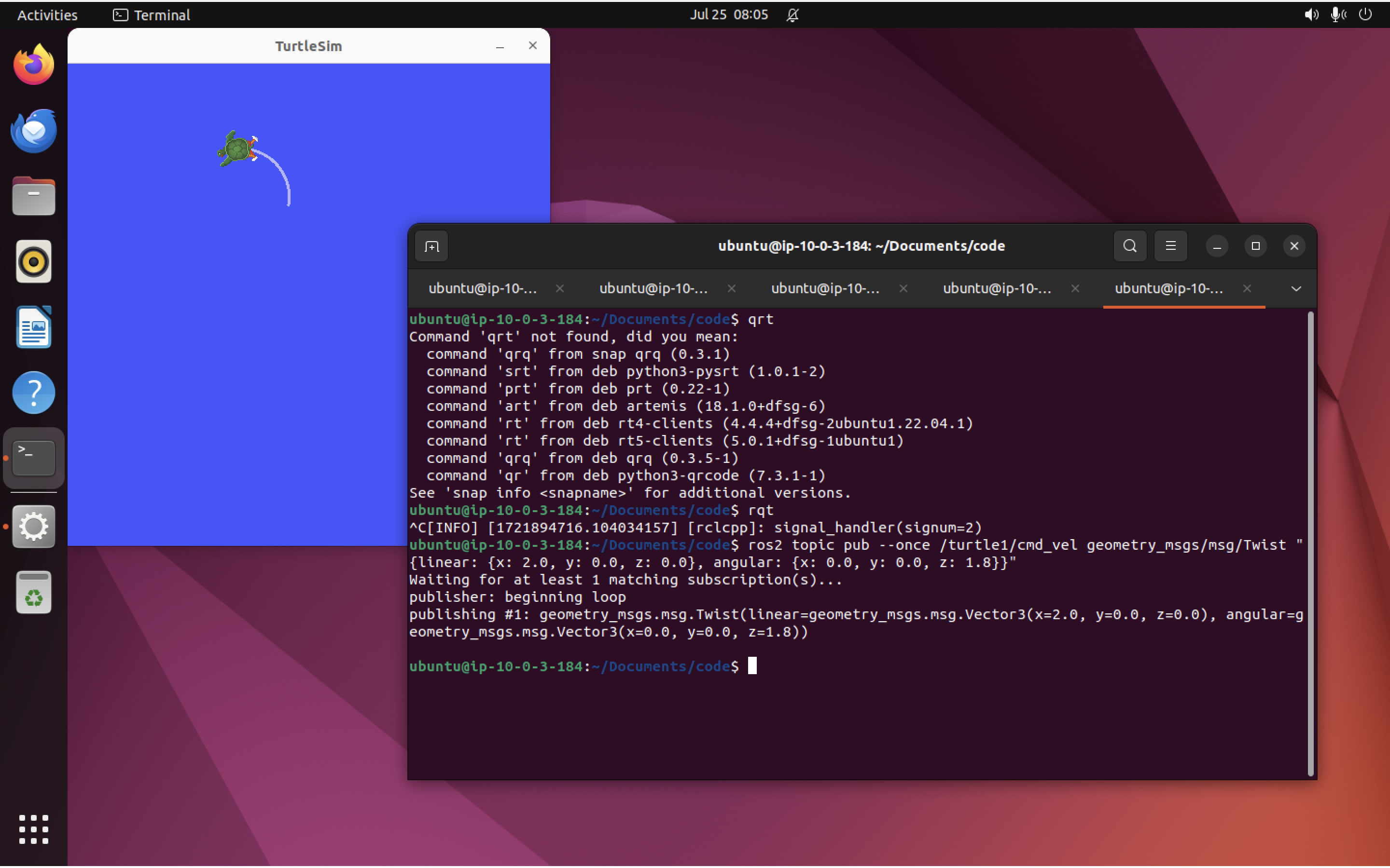 The turtle, driving along an arc