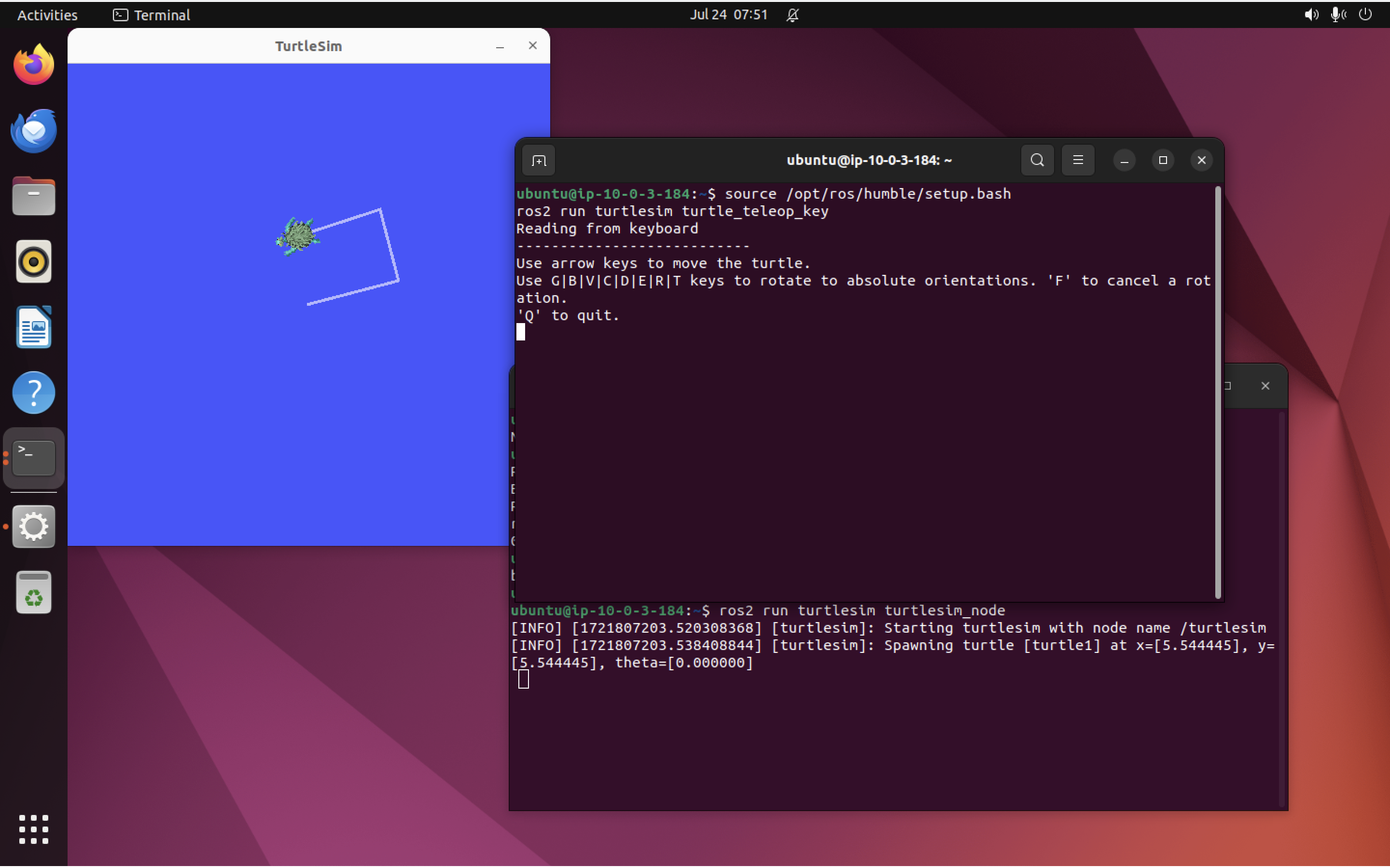 The turtle, drawing lines on the screen