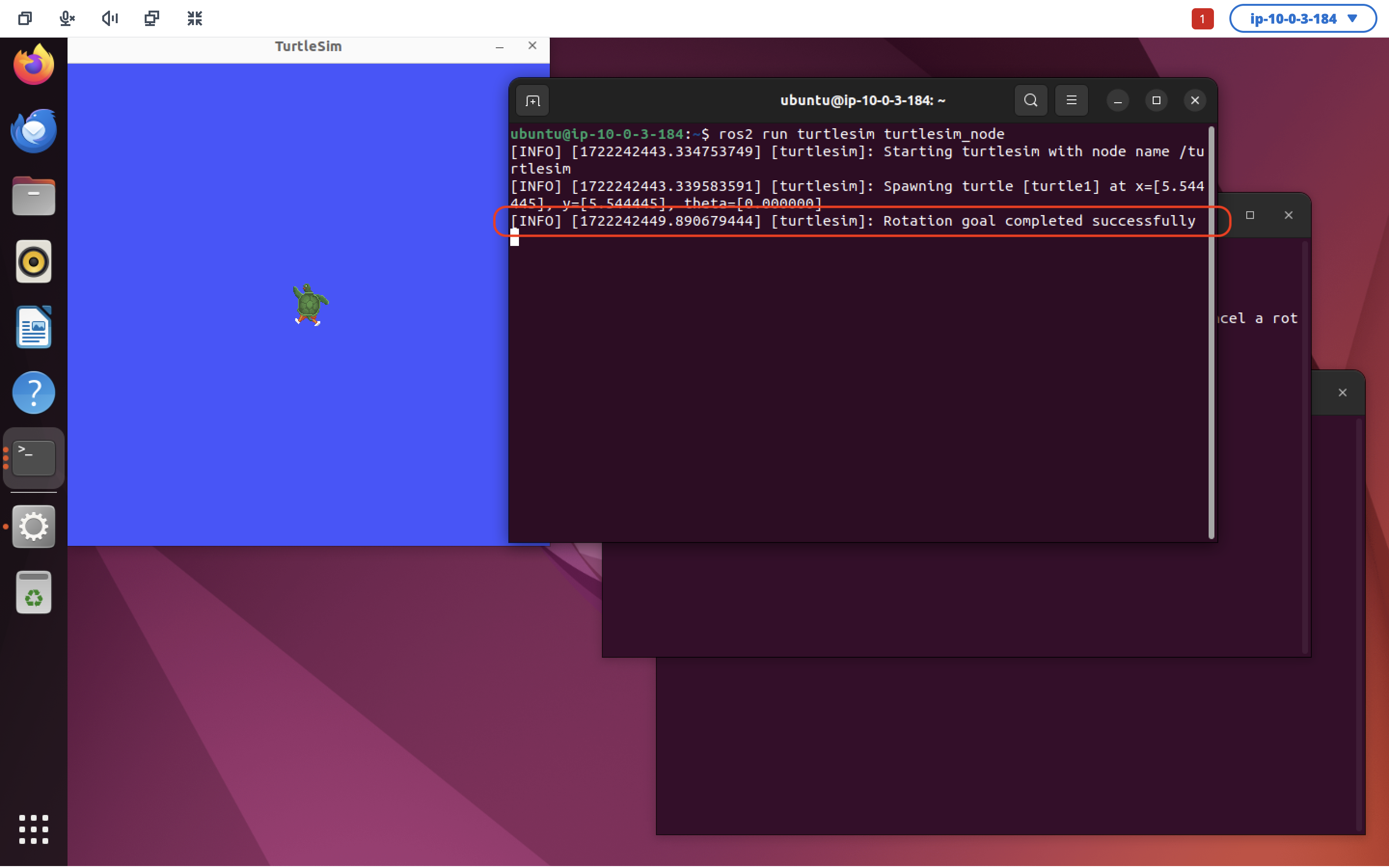 ROS action completed message