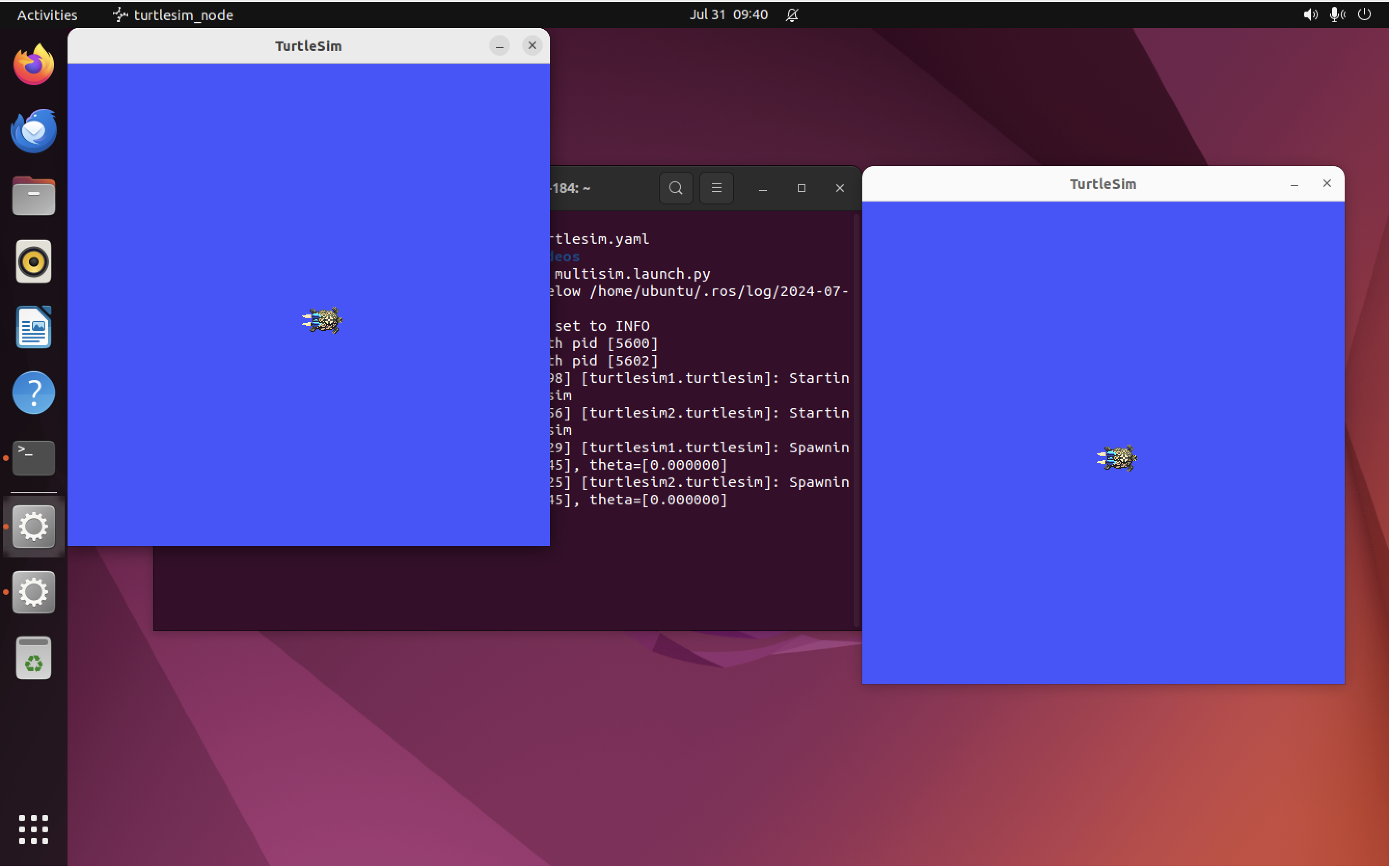 Two turtlesim windows