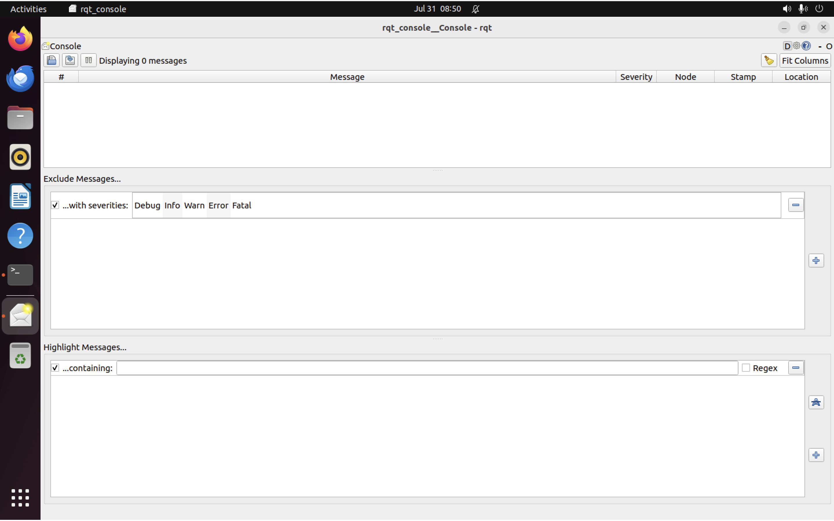 rqt_console GUI window