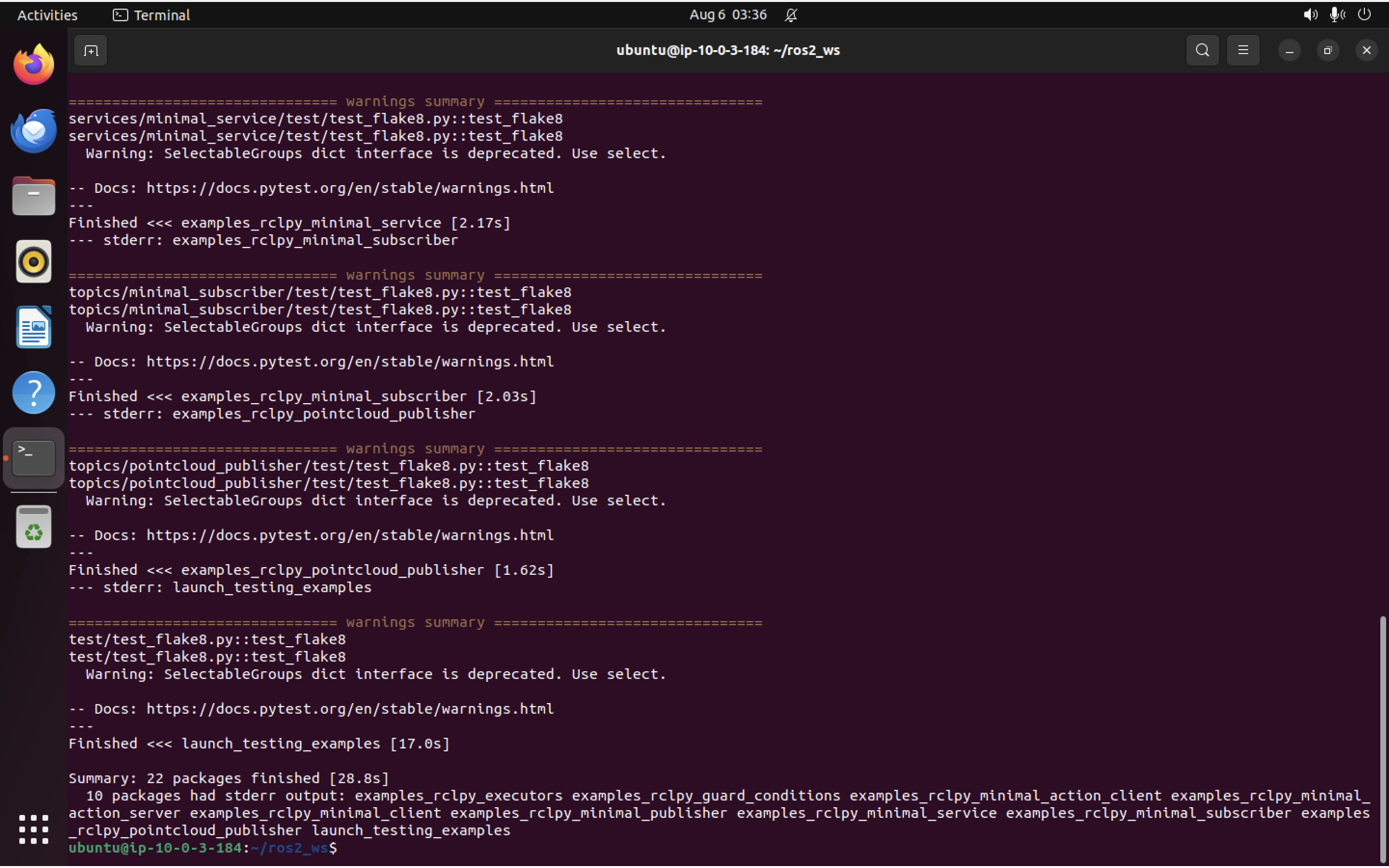 Successful test messages