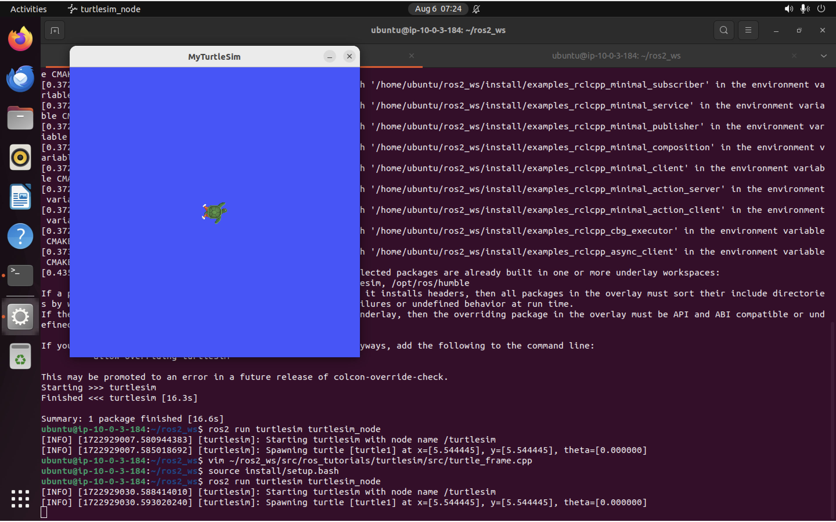 New turtlesim world, with an updated title bar
