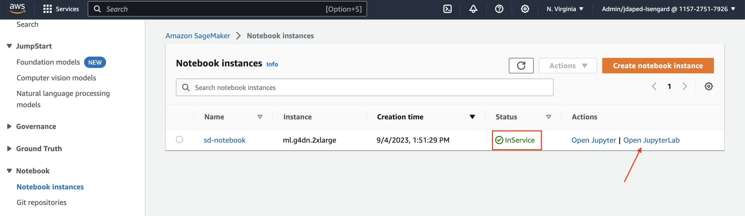Notebook status page