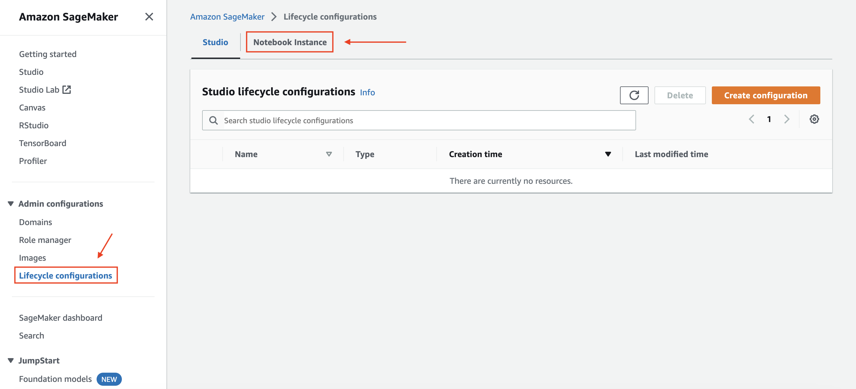 Lifecycle configurations