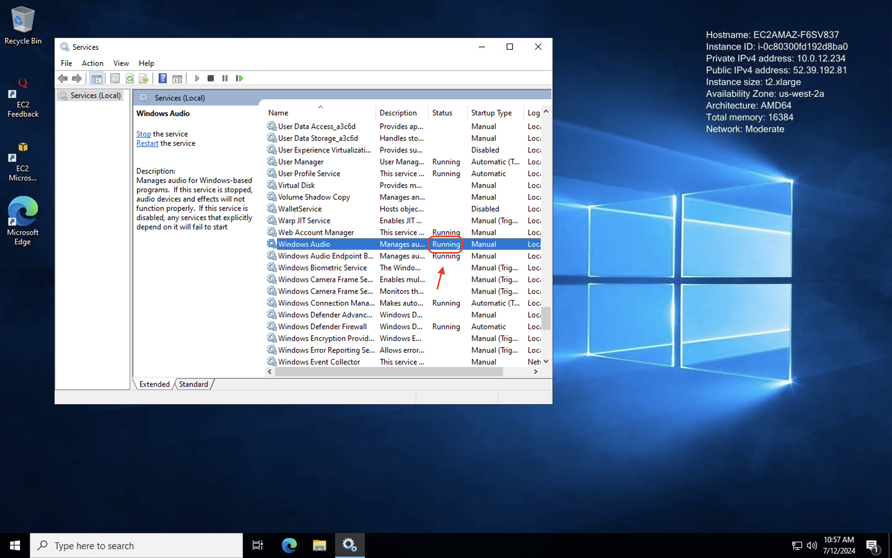 Running Windows Audio