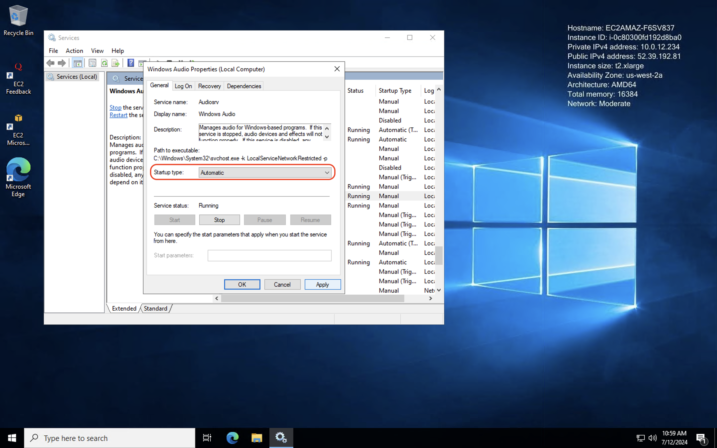New startup settings